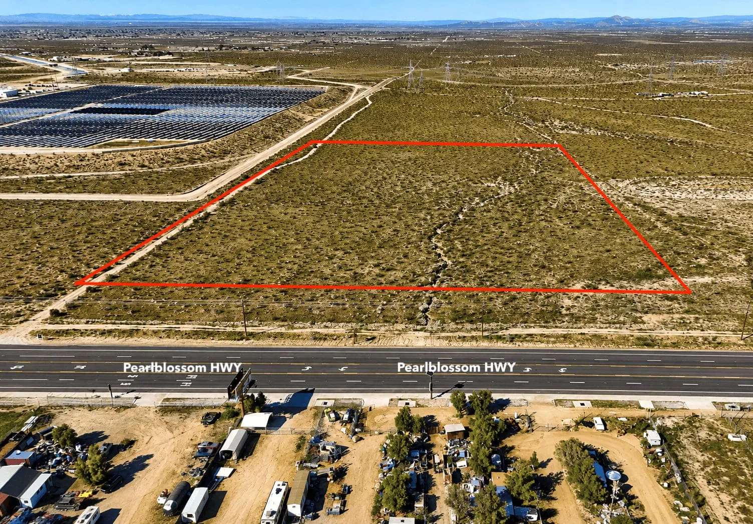 Two properties 18 Acres Commercial Acreage On Pearblossom Highway