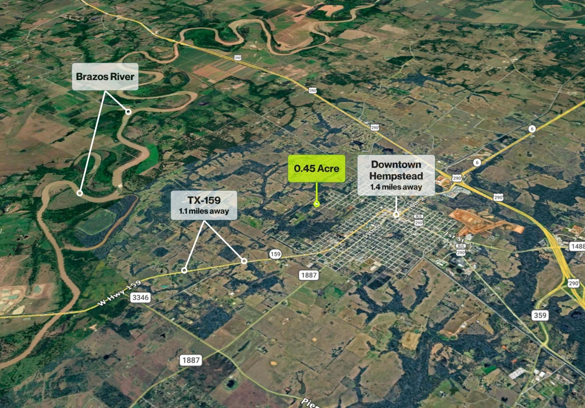Decorative background for 0.45 Acres • Two Adjoining Lots • 313' of Paved-Road Frontage • Single-Family Residential Zoning • Cleared & Outside the Flood Zone • Growing Hempstead/Waller County Location • Owner Financing Available image 18