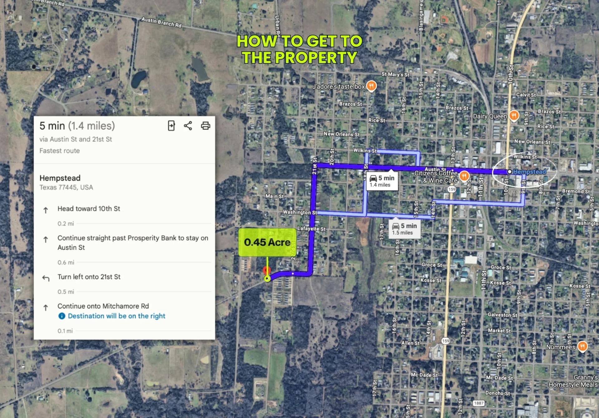 Decorative background for 0.45 Acres • Two Adjoining Lots • 313' of Paved-Road Frontage • Single-Family Residential Zoning • Cleared & Outside the Flood Zone • Growing Hempstead/Waller County Location • Owner Financing Available image 19