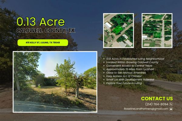 0.13 Acres • Buildable Lot • Inside the City of Luling • Established Neighborhood • Approximately 63' x 90' • Owner Financing Available • $30,000 — Caldwell County, TX