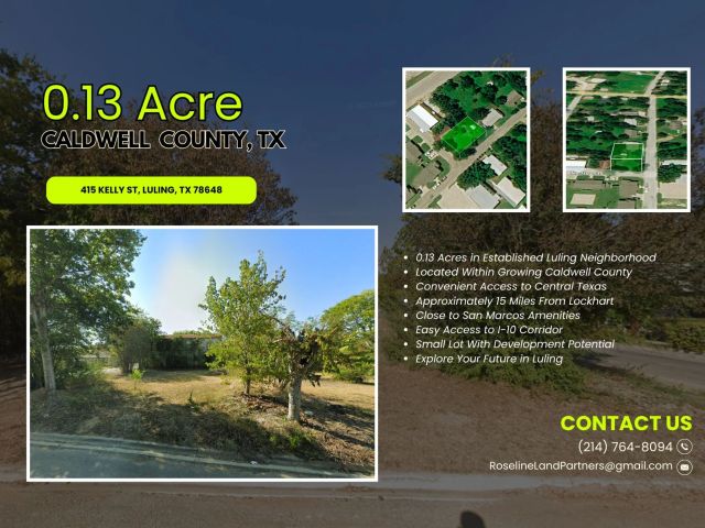 0.13 Acres • Buildable Lot • Inside the City of Luling • Established Neighborhood • Approximately 63' x 90' • Owner Financing Available • $30,000 in Caldwell County, TX
