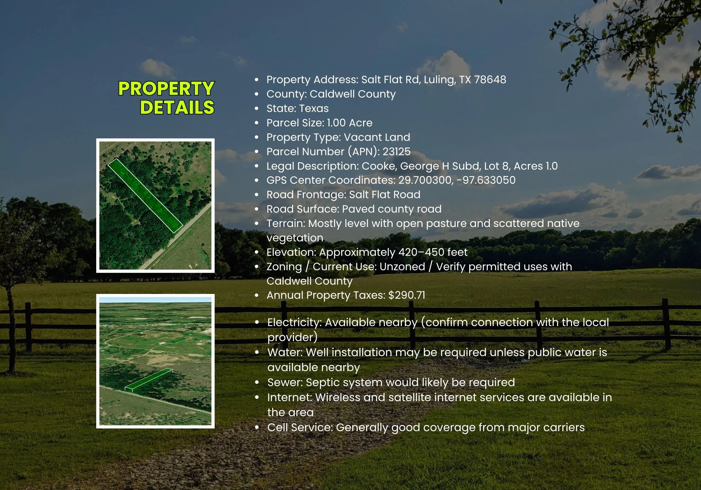 1 Acre Vacant Land - No HOA Fees - No Subdivision Restrictions - Allows Mobile / Manufactured Homes - $100k+ Value for $50k - Owner Financing Available! in Caldwell County, TX