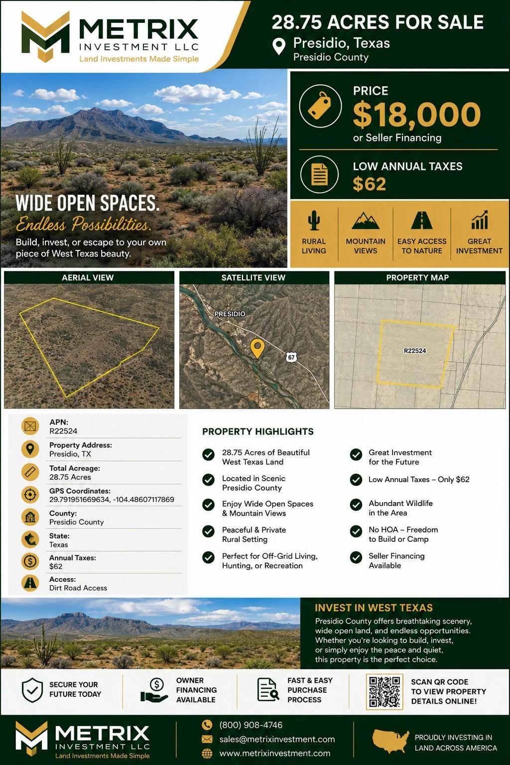 28.75 Acres of Unrestricted Land in Presidio, Texas - Main image
